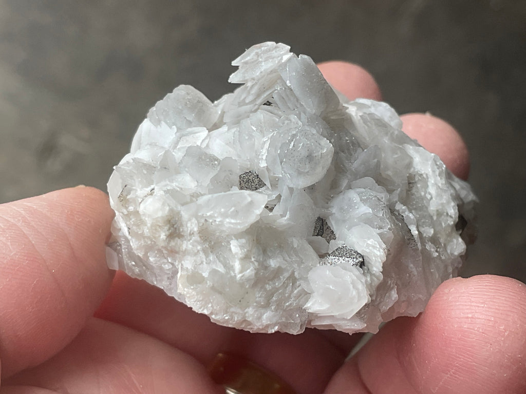 80g Schistose Calcite on Hematite/Goethite Spotted Quartz Cluster 1C