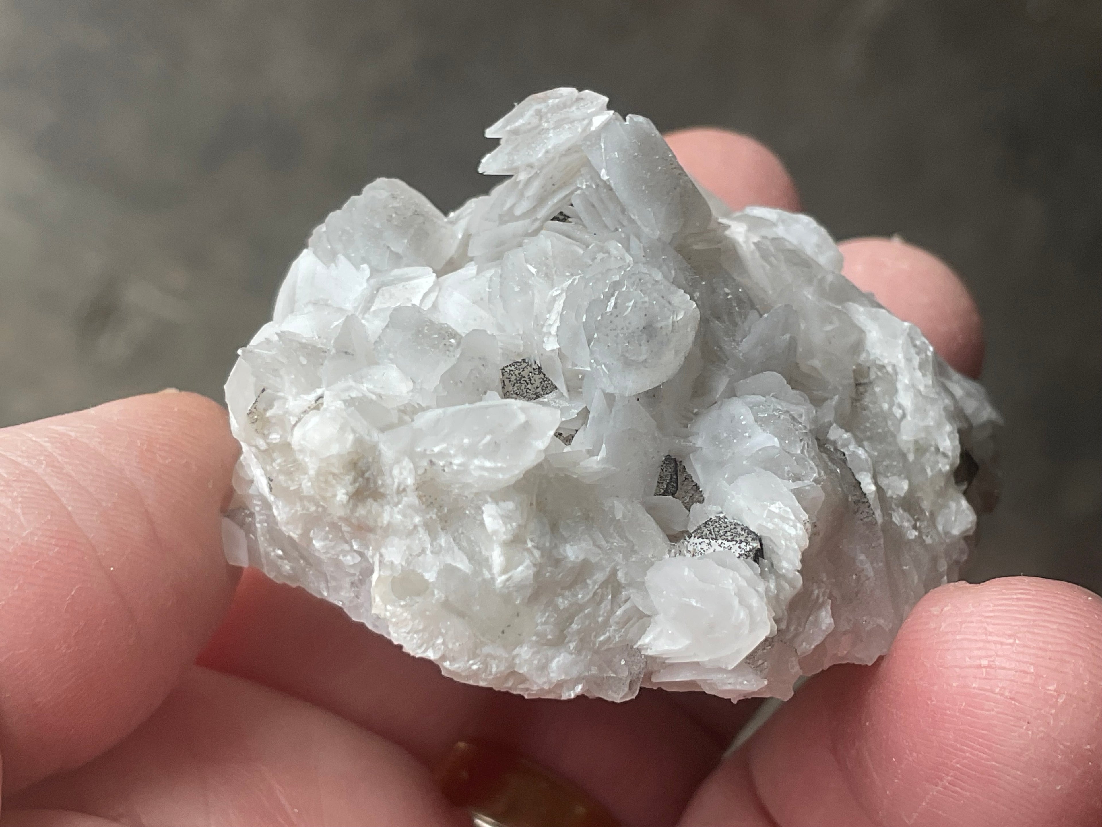 80g Schistose Calcite on Hematite/Goethite Spotted Quartz Cluster 1C