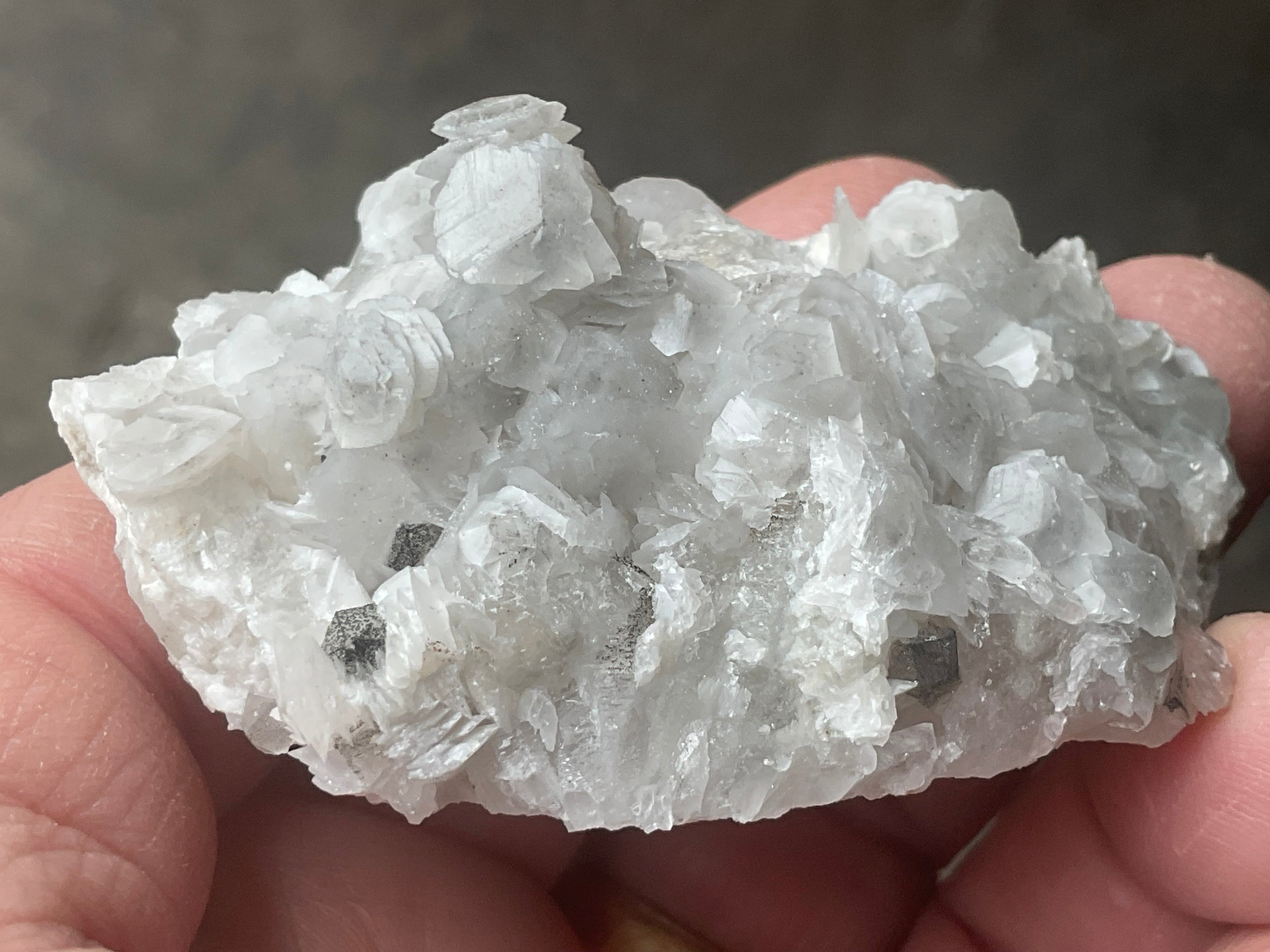 80g Schistose Calcite on Hematite/Goethite Spotted Quartz Cluster 1C