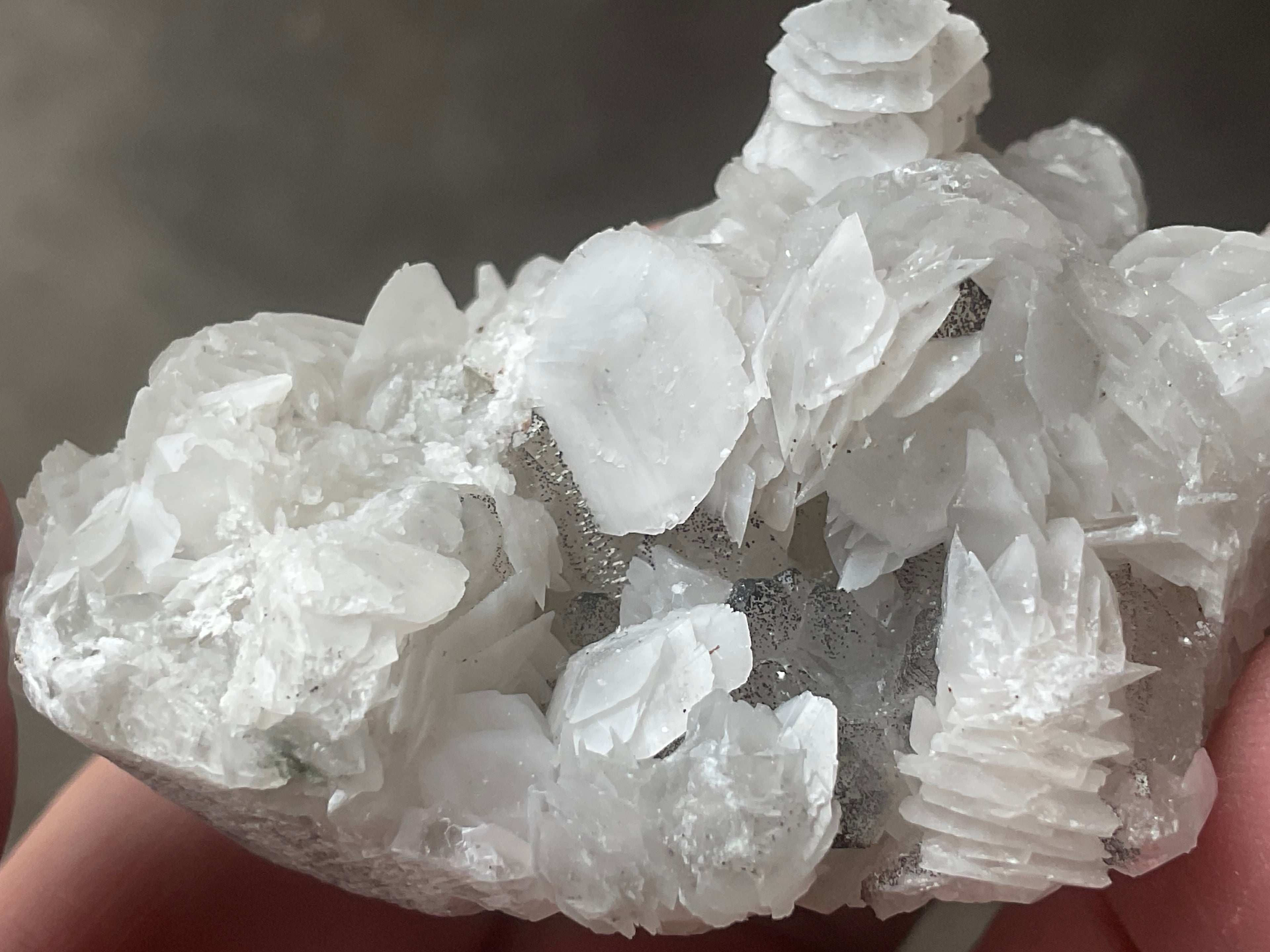 80g Schistose Calcite on Hematite/Goethite Spotted Quartz Cluster 1C