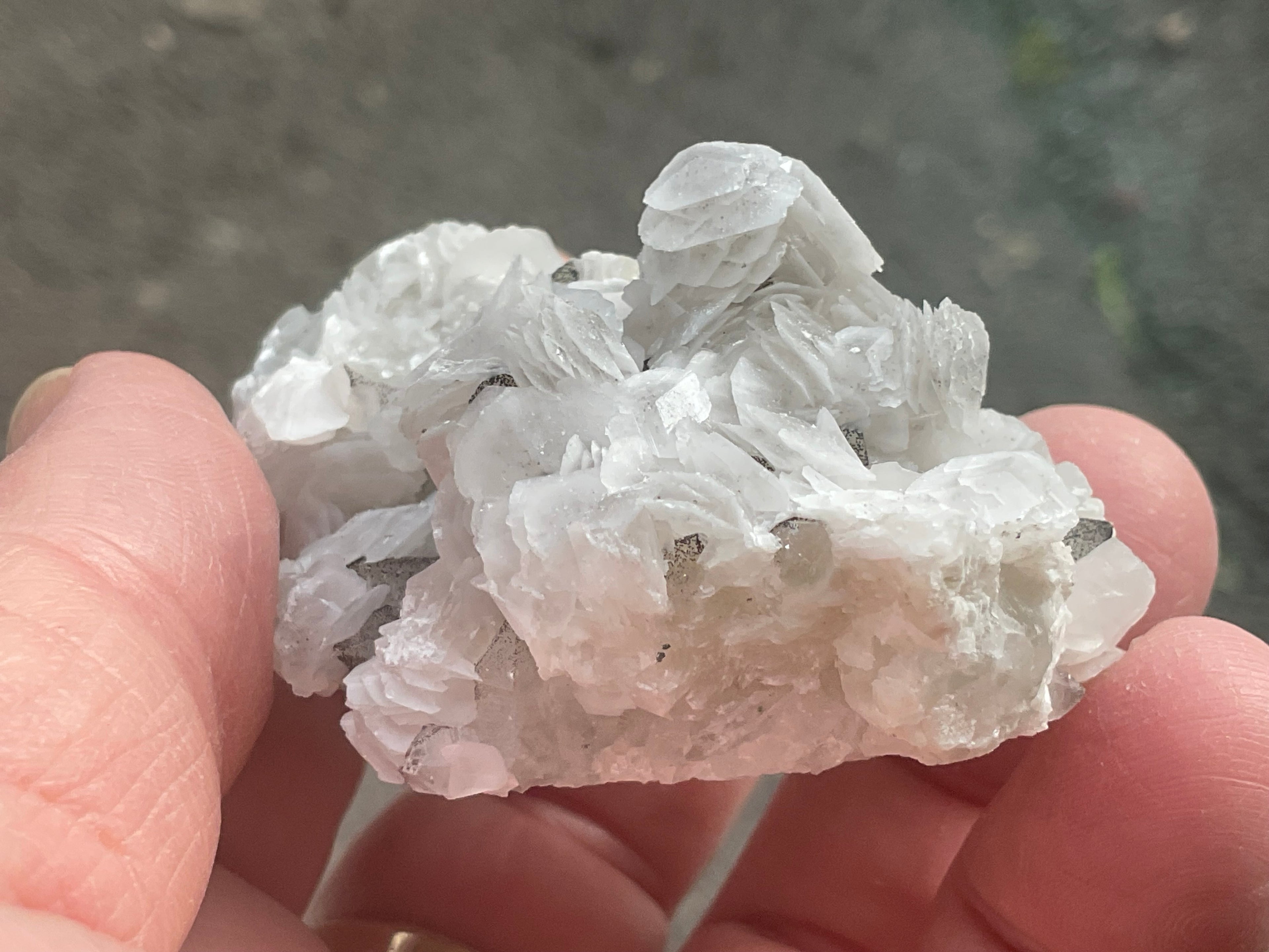 80g Schistose Calcite on Hematite/Goethite Spotted Quartz Cluster 1C