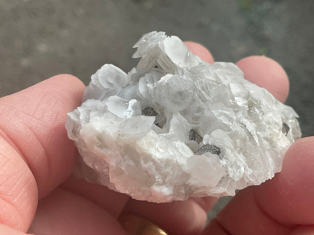 80g Schistose Calcite on Hematite/Goethite Spotted Quartz Cluster 1C