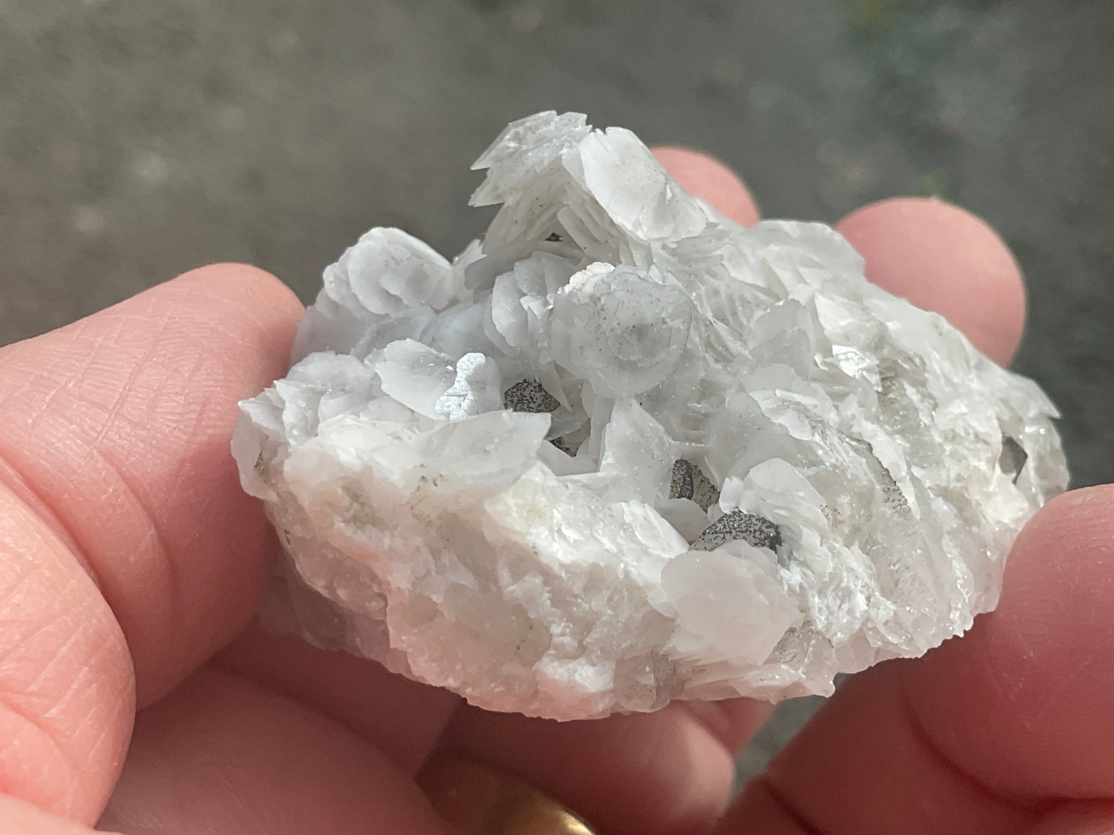 80g Schistose Calcite on Hematite/Goethite Spotted Quartz Cluster 1C
