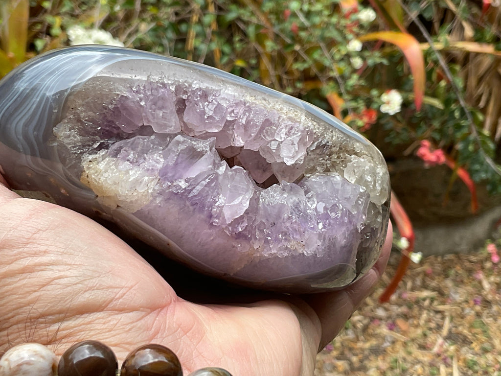1,182g Natural Agate Nodule with Amethyst interior