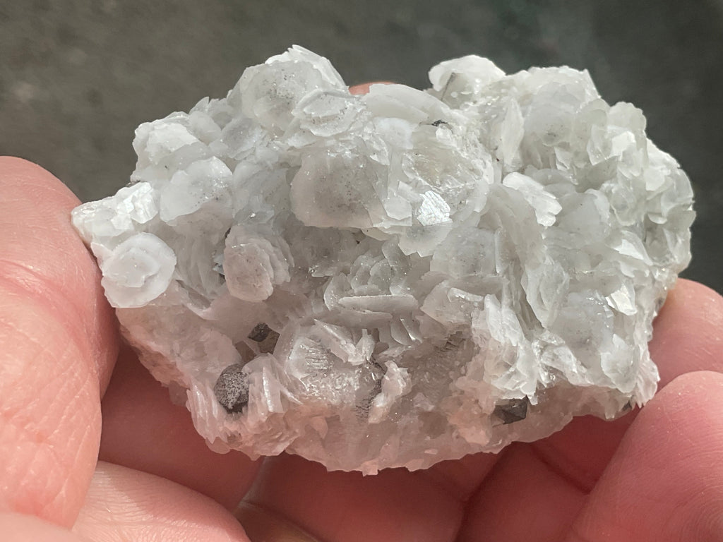 80g Schistose Calcite on Hematite/Goethite Spotted Quartz Cluster 1C