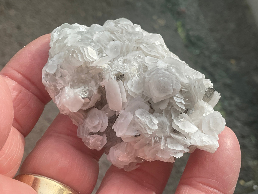 80g Schistose Calcite on Hematite/Goethite Spotted Quartz Cluster 1C