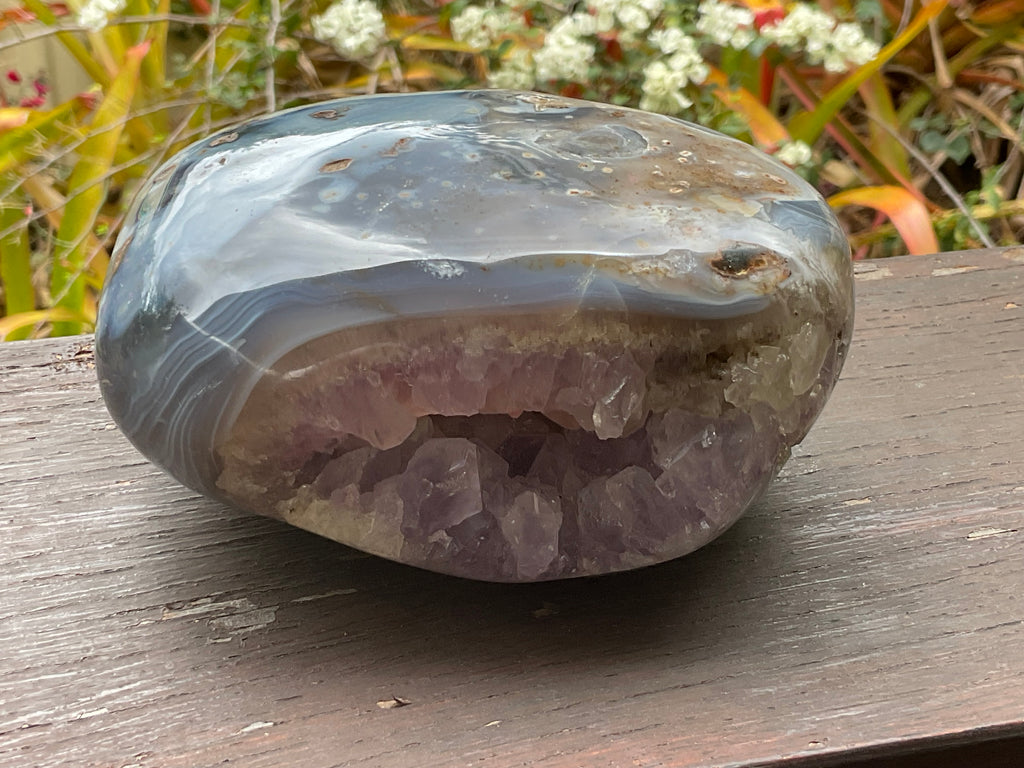 1,182g Natural Agate Nodule with Amethyst interior