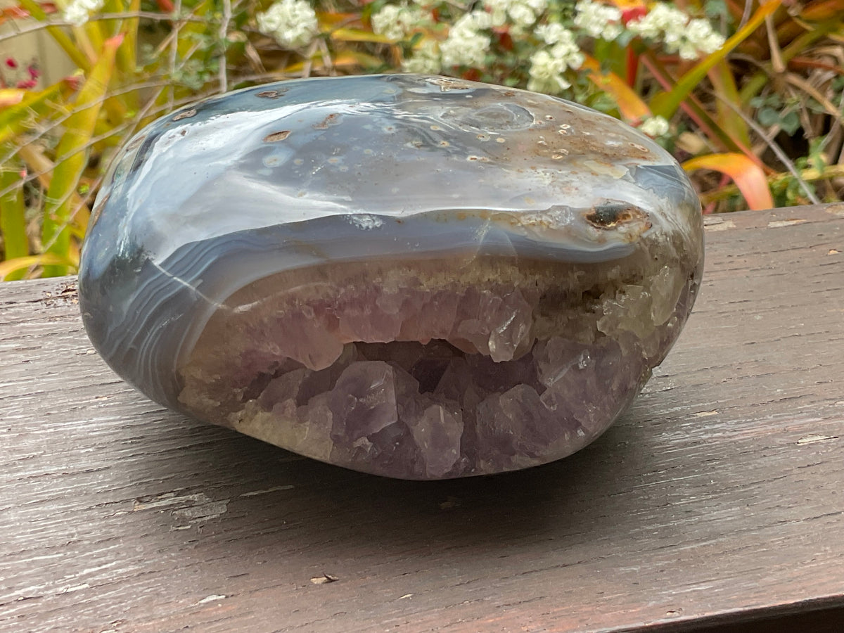 1,182g Natural Agate Nodule with Amethyst interior