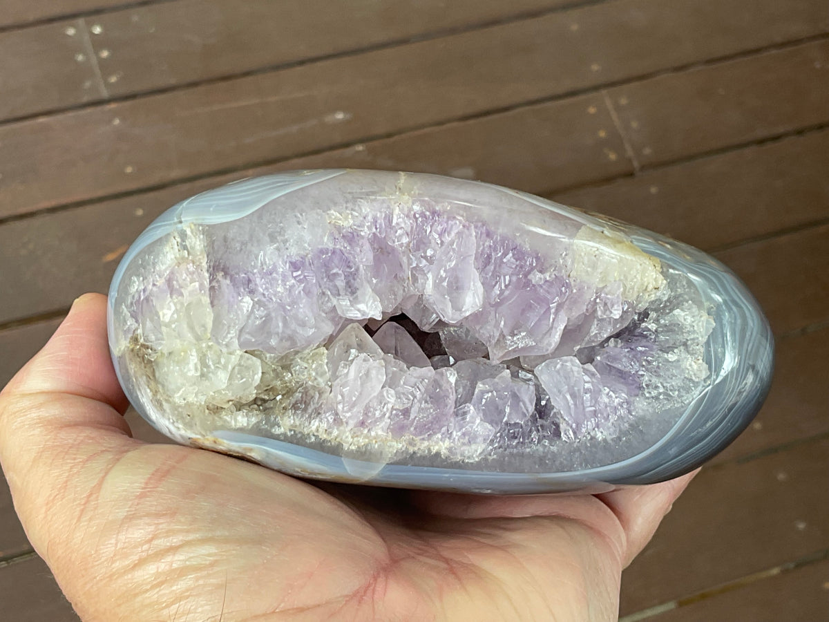 1,182g Natural Agate Nodule with Amethyst interior