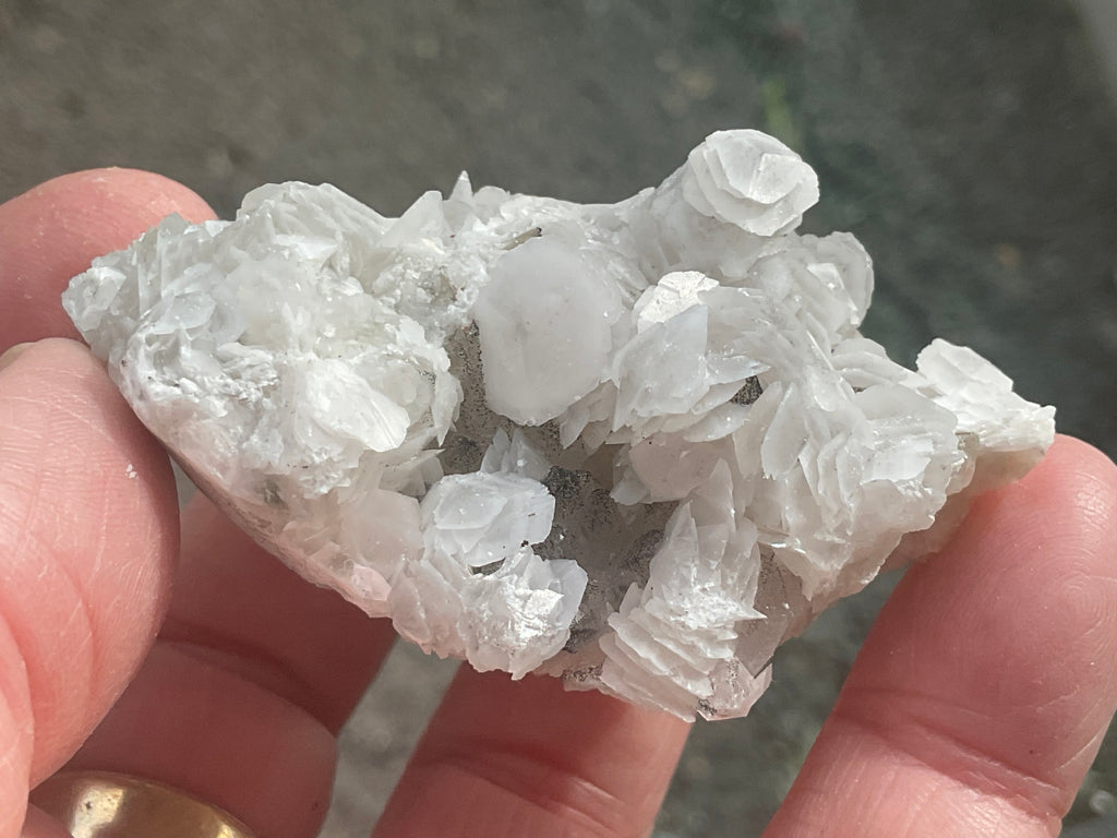 80g Schistose Calcite on Hematite/Goethite Spotted Quartz Cluster 1C