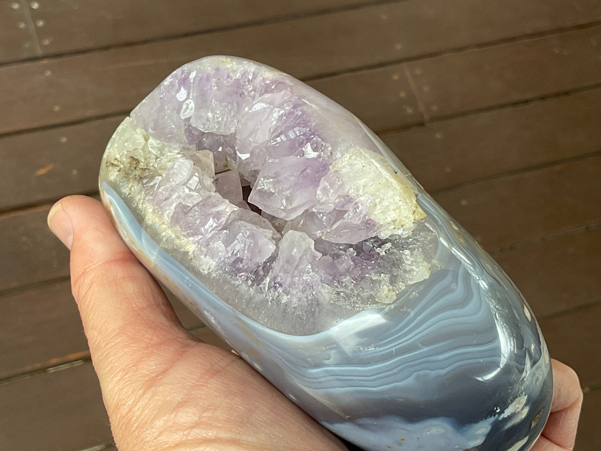1,182g Natural Agate Nodule with Amethyst interior
