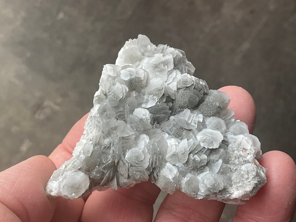 90g Schistose Calcite on Hematite/Goethite Spotted Quartz Cluster 2A