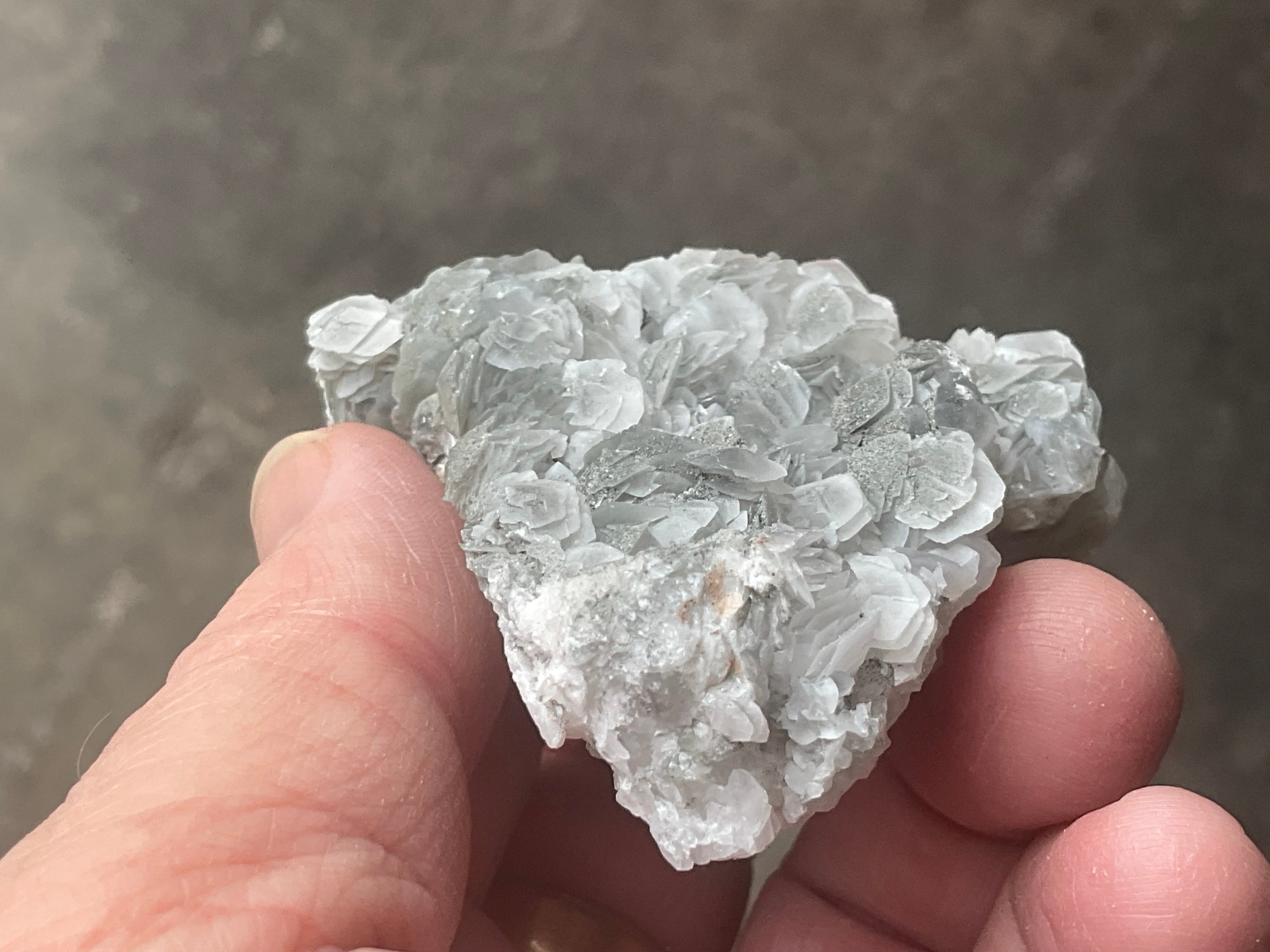 90g Schistose Calcite on Hematite/Goethite Spotted Quartz Cluster 2A