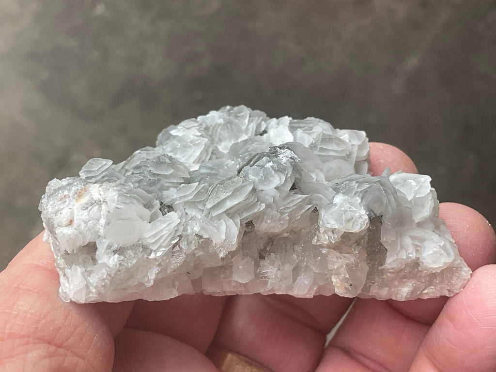 90g Schistose Calcite on Hematite/Goethite Spotted Quartz Cluster 2A