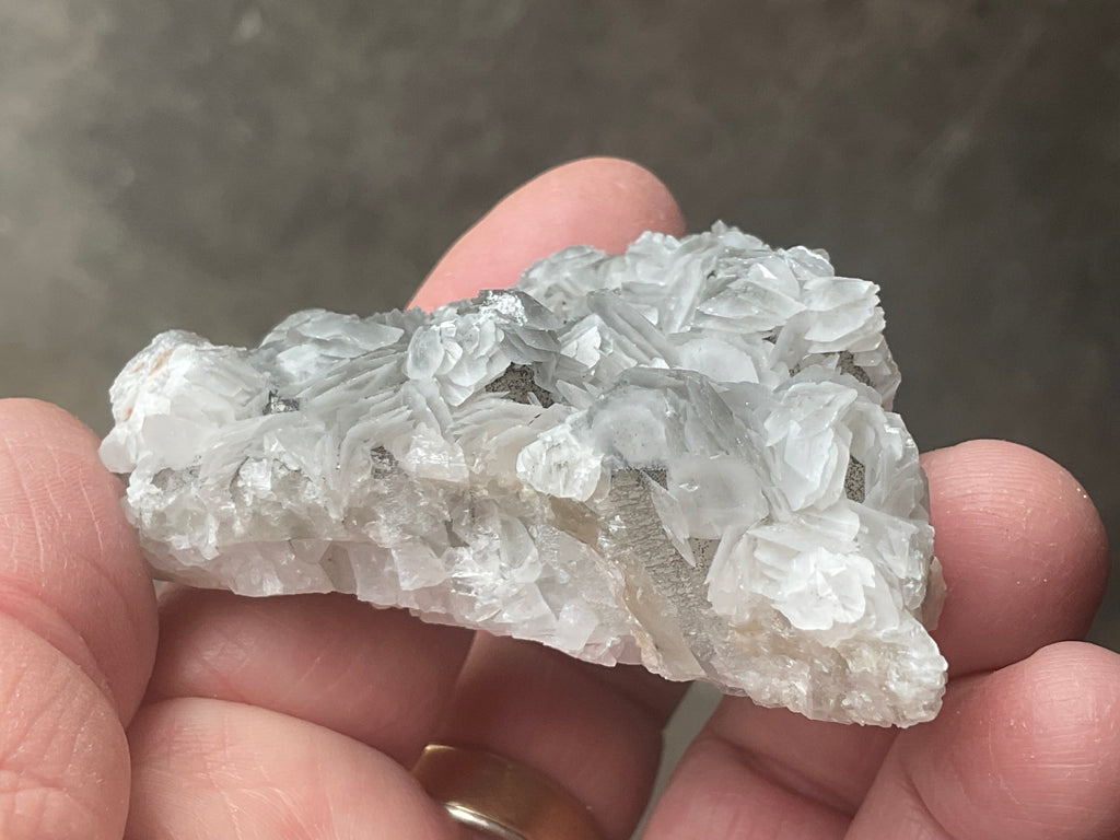 90g Schistose Calcite on Hematite/Goethite Spotted Quartz Cluster 2A