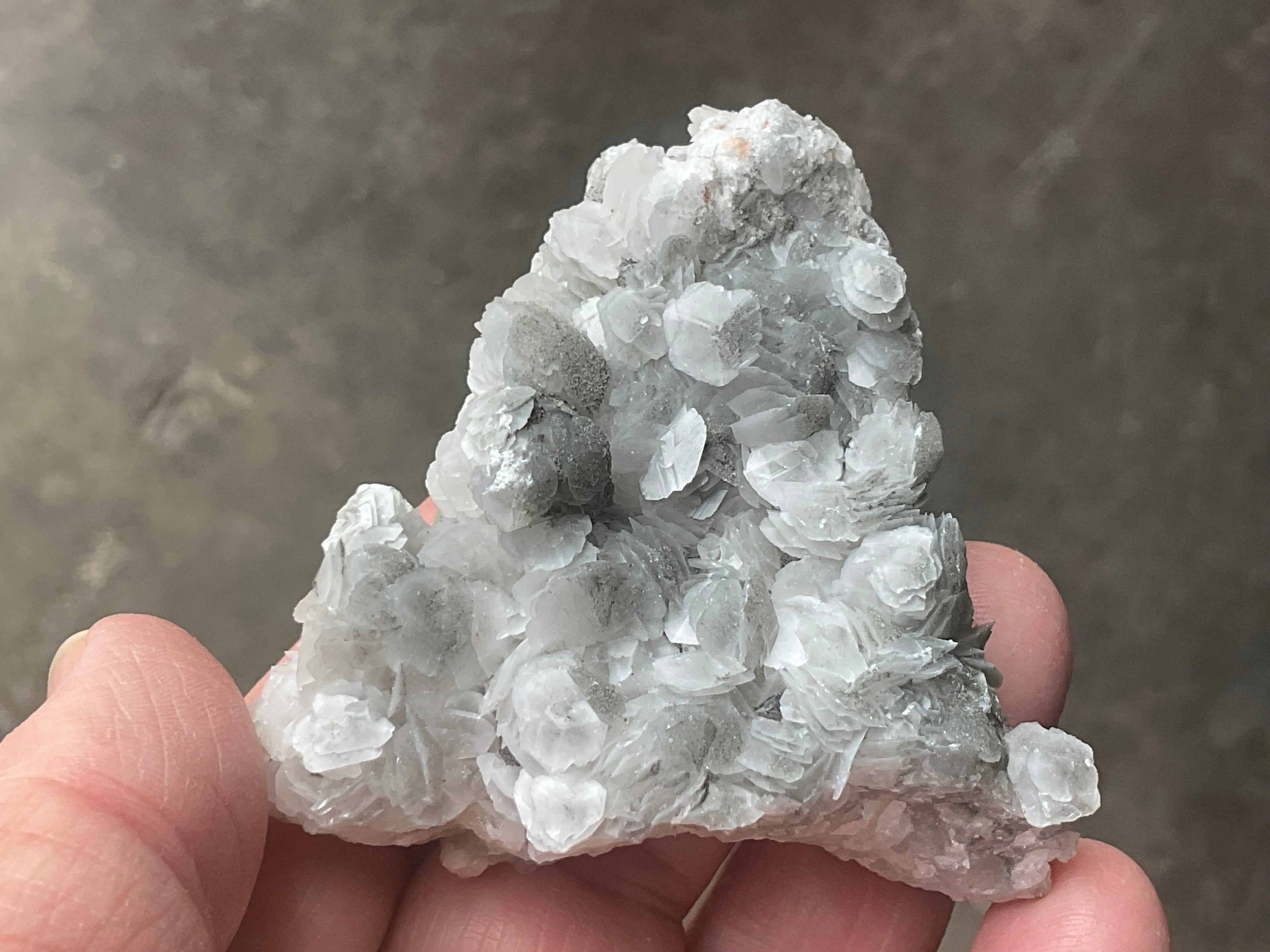 90g Schistose Calcite on Hematite/Goethite Spotted Quartz Cluster 2A