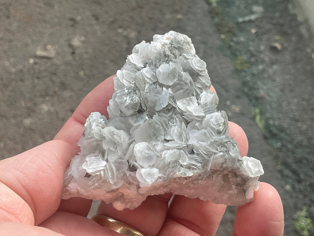 90g Schistose Calcite on Hematite/Goethite Spotted Quartz Cluster 2A