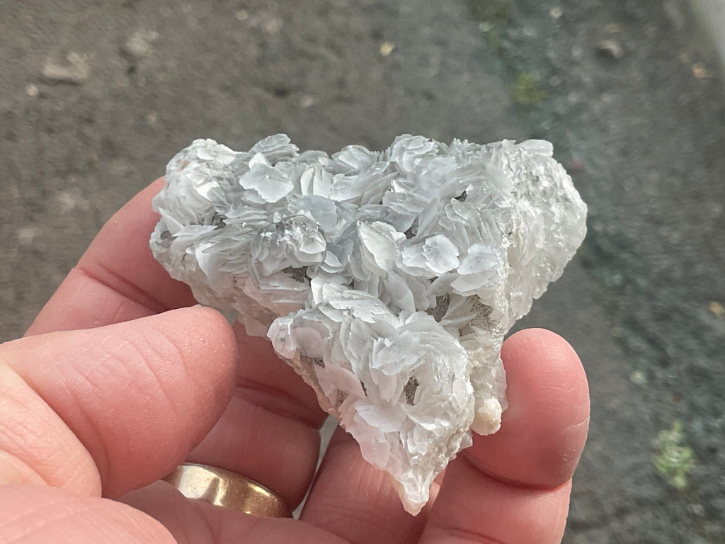 90g Schistose Calcite on Hematite/Goethite Spotted Quartz Cluster 2A
