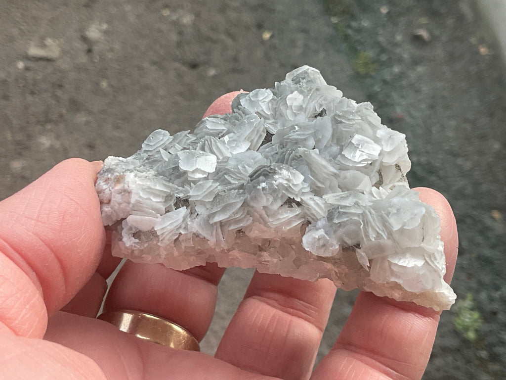 90g Schistose Calcite on Hematite/Goethite Spotted Quartz Cluster 2A