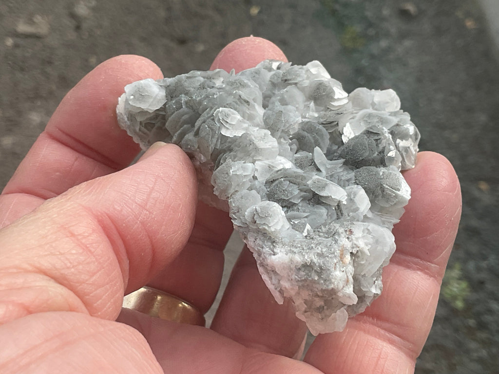 90g Schistose Calcite on Hematite/Goethite Spotted Quartz Cluster 2A