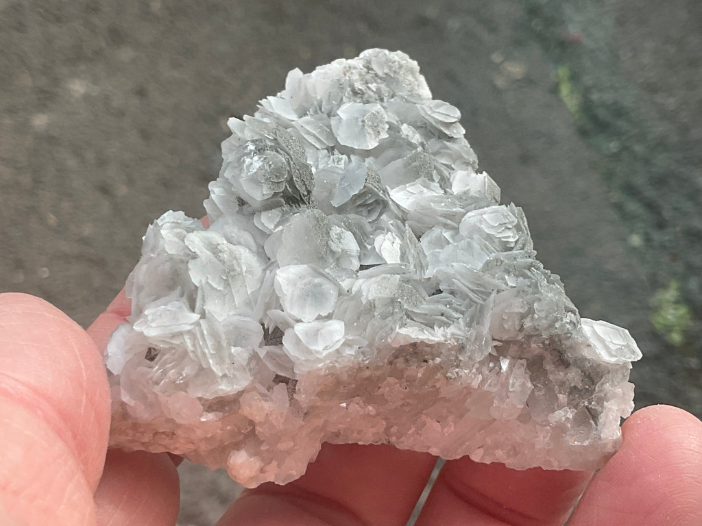 90g Schistose Calcite on Hematite/Goethite Spotted Quartz Cluster 2A