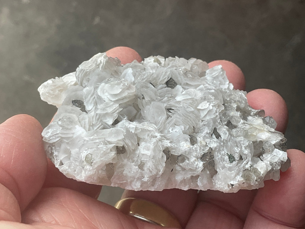 114g Schistose Calcite on Hematite/Goethite Spotted Quartz Cluster 2C