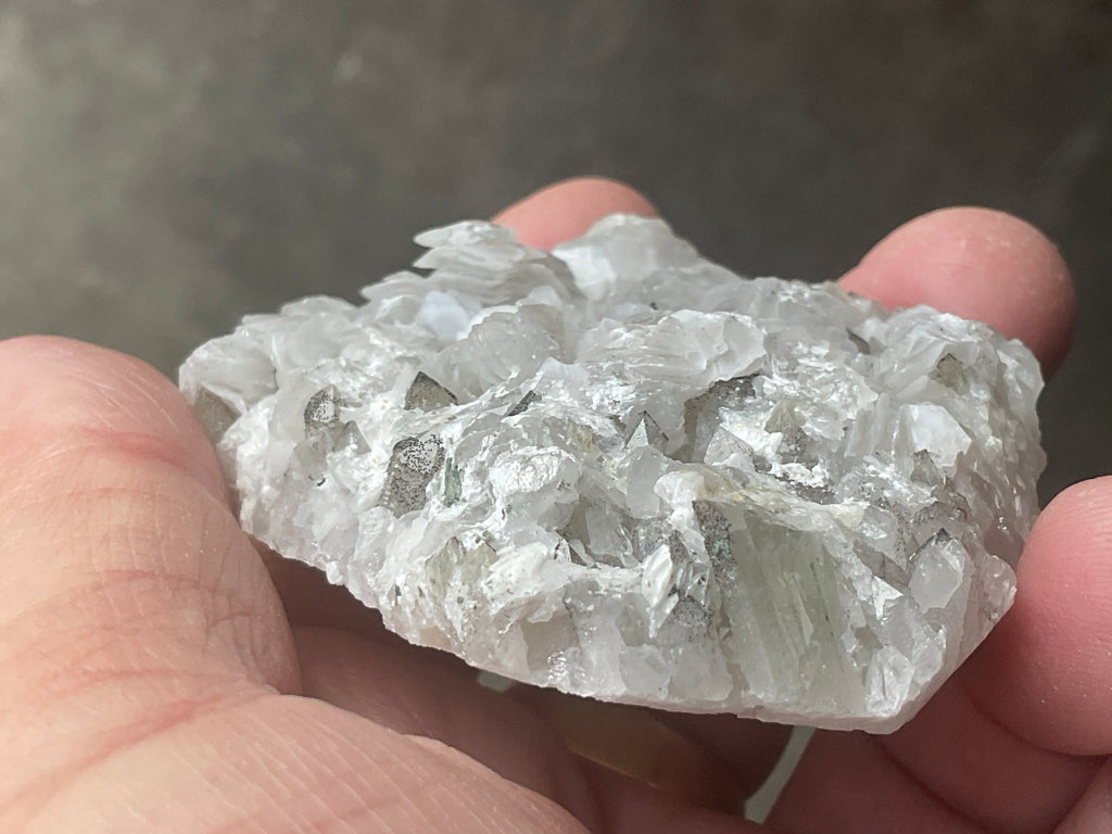 114g Schistose Calcite on Hematite/Goethite Spotted Quartz Cluster 2C