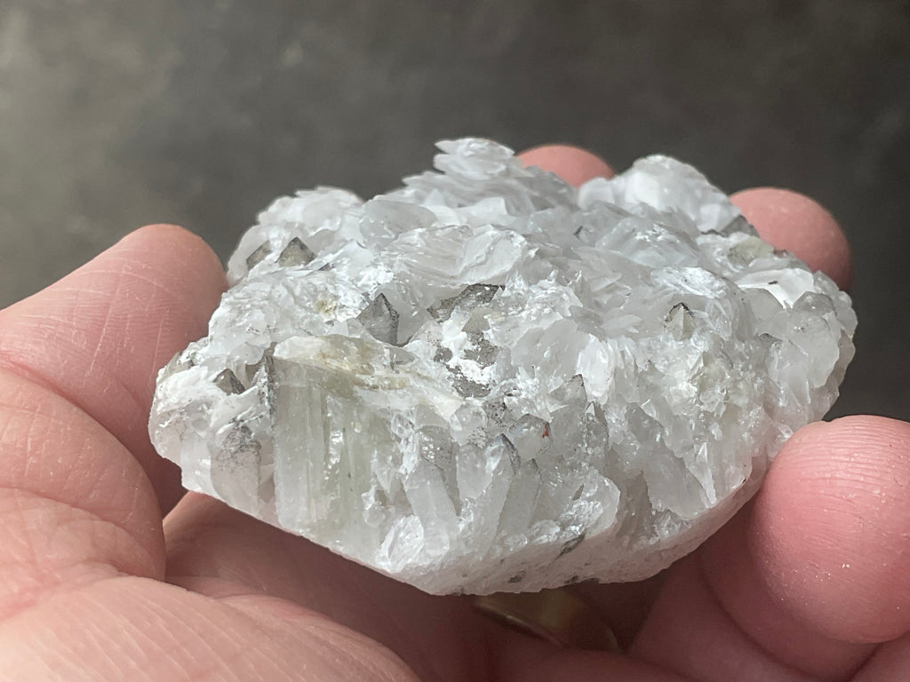114g Schistose Calcite on Hematite/Goethite Spotted Quartz Cluster 2C