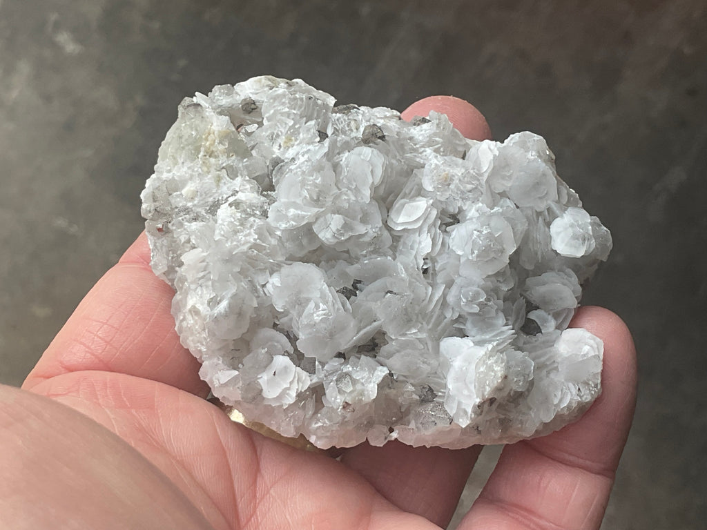 114g Schistose Calcite on Hematite/Goethite Spotted Quartz Cluster 2C