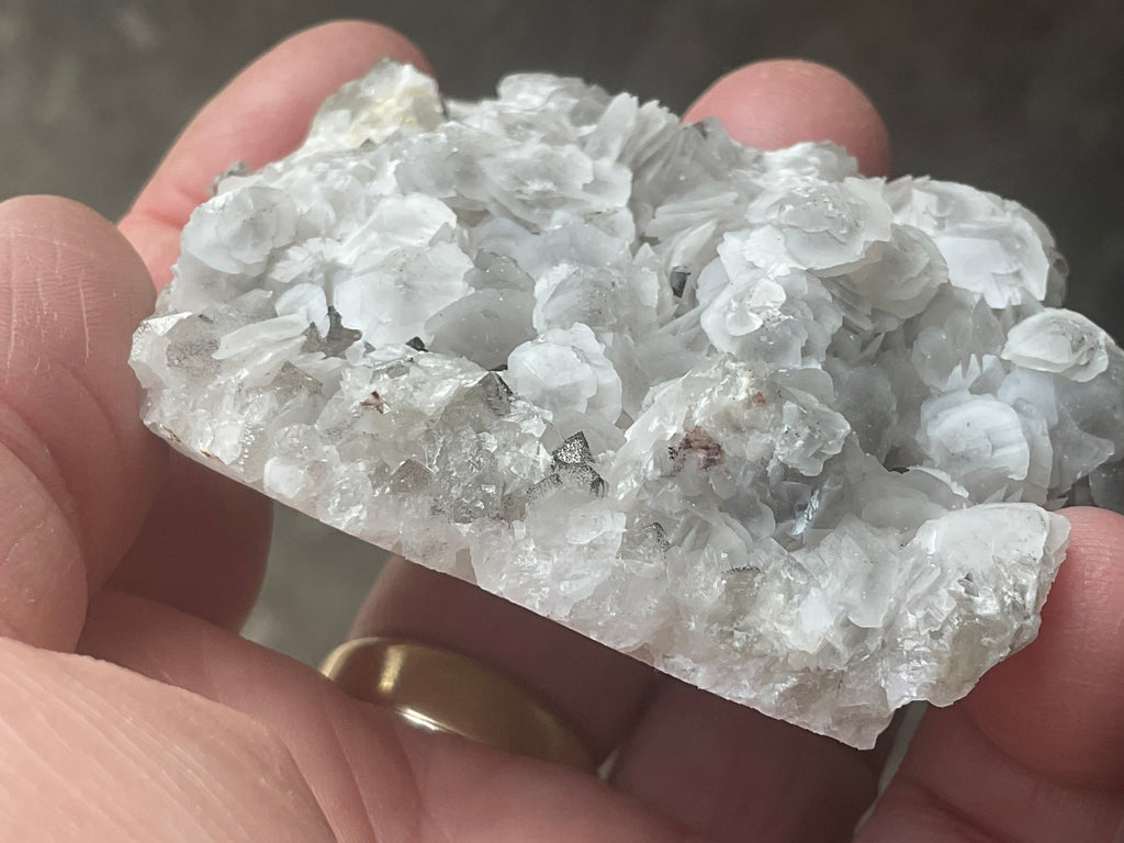 114g Schistose Calcite on Hematite/Goethite Spotted Quartz Cluster 2C