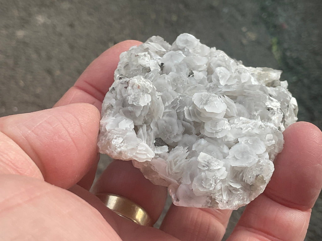 114g Schistose Calcite on Hematite/Goethite Spotted Quartz Cluster 2C
