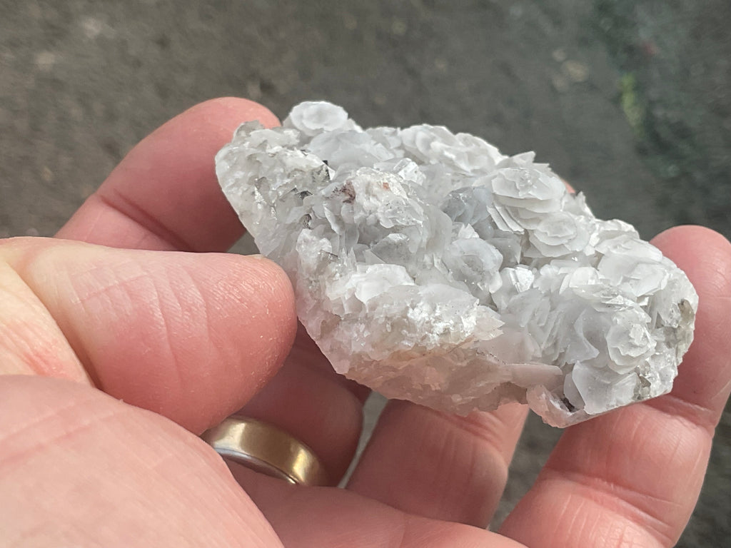 114g Schistose Calcite on Hematite/Goethite Spotted Quartz Cluster 2C