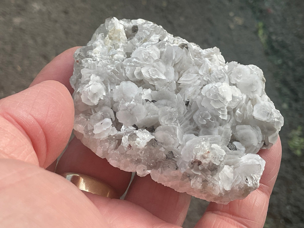 114g Schistose Calcite on Hematite/Goethite Spotted Quartz Cluster 2C