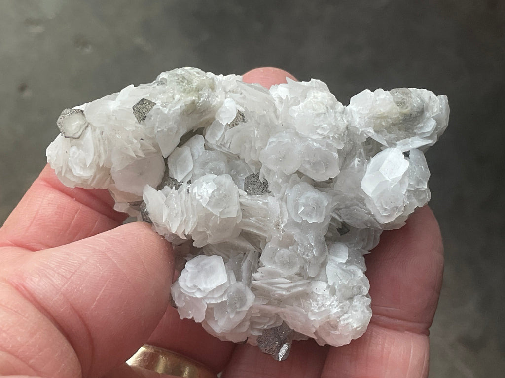 116g Schistose Calcite on Hematite/Goethite Spotted Quartz Cluster 3B