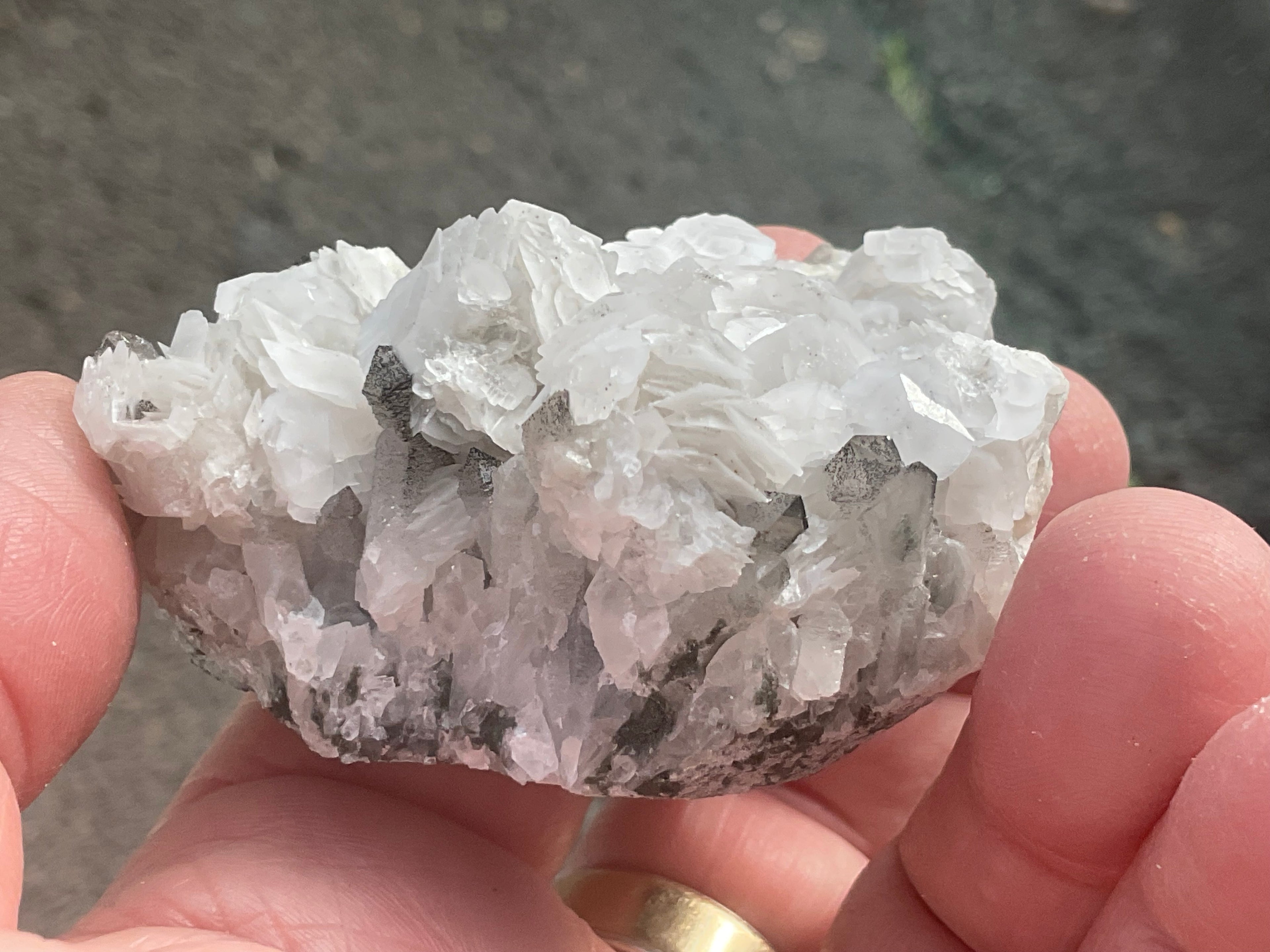 116g Schistose Calcite on Hematite/Goethite Spotted Quartz Cluster 3B