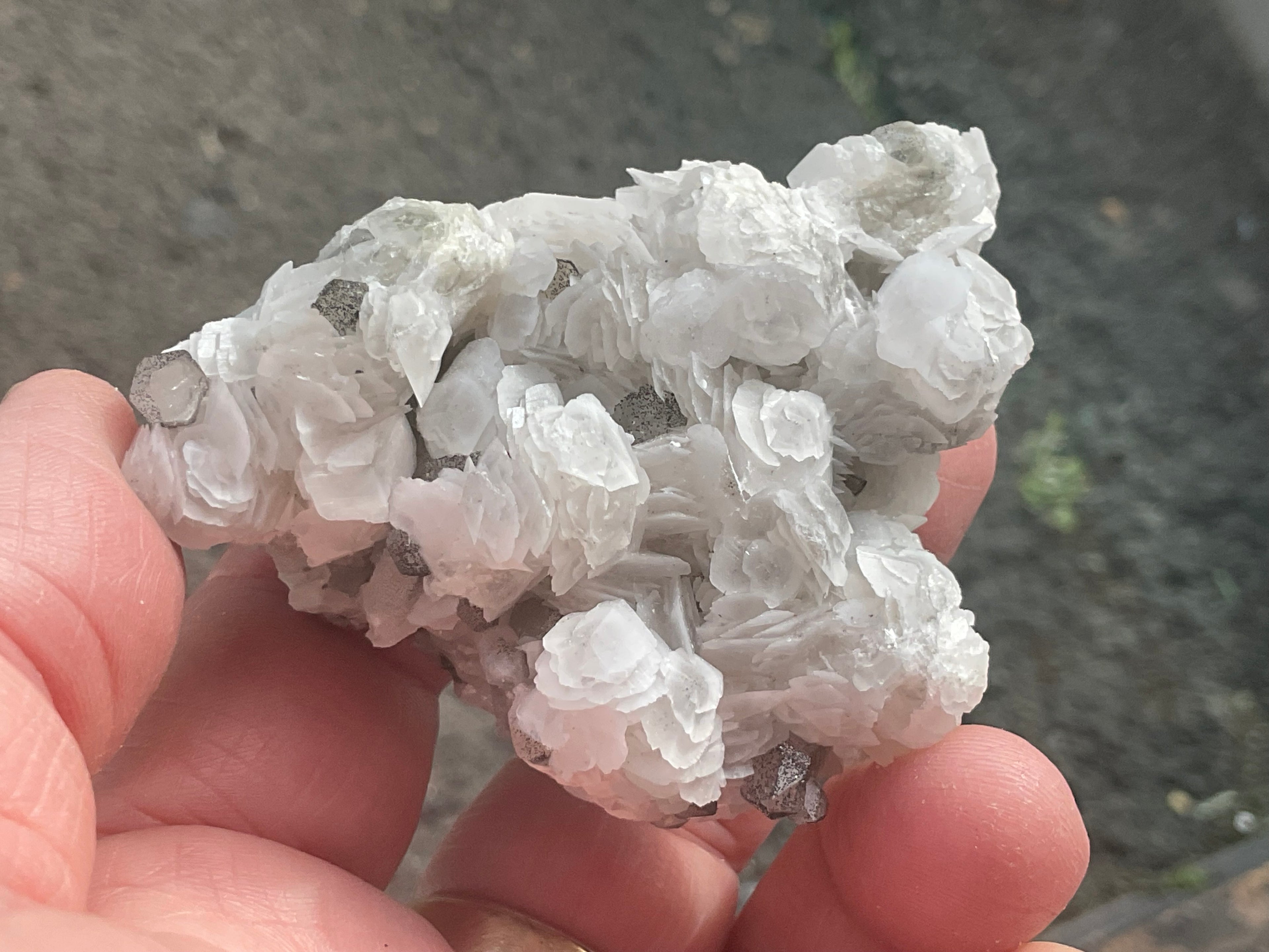 116g Schistose Calcite on Hematite/Goethite Spotted Quartz Cluster 3B