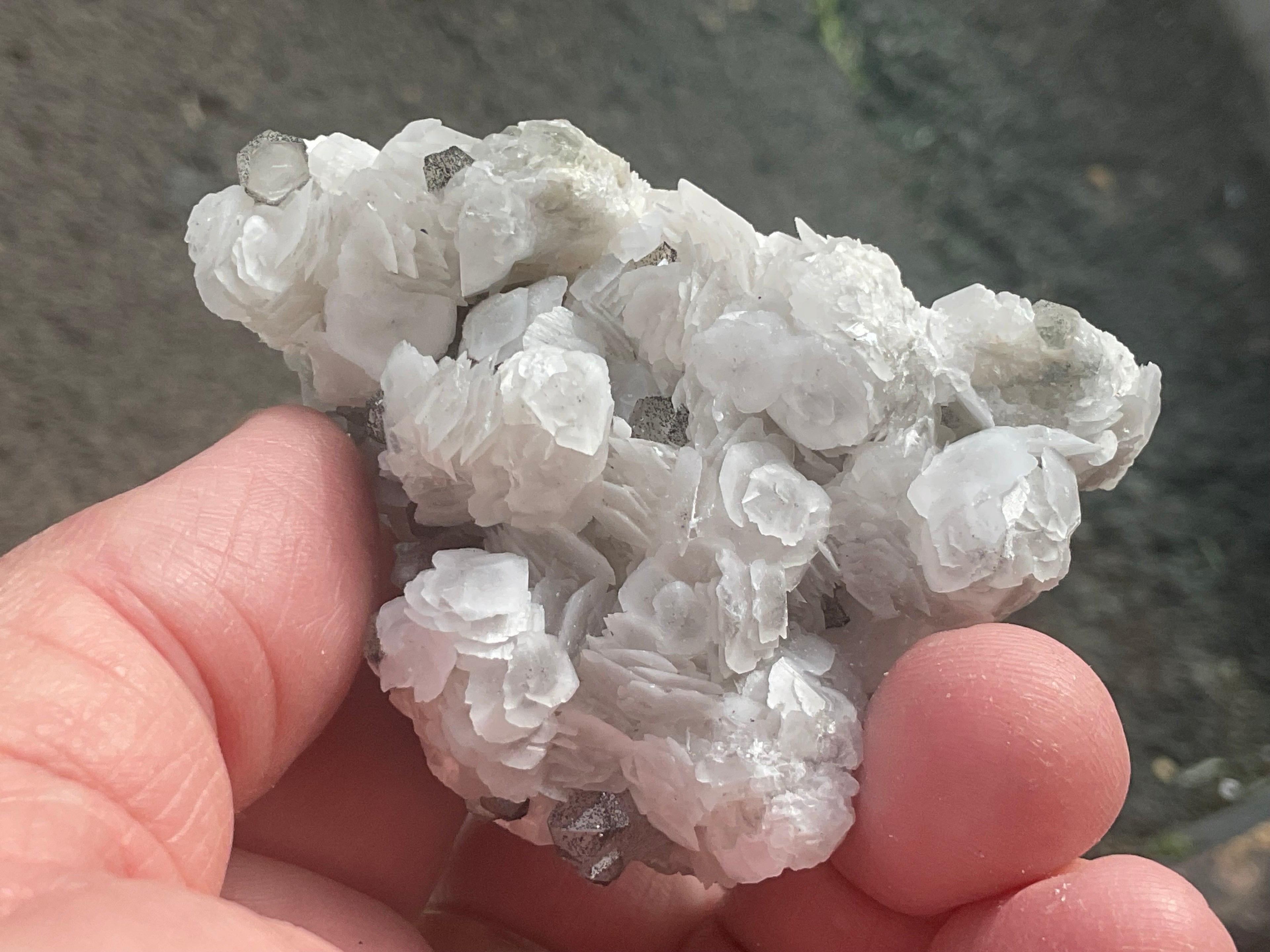 116g Schistose Calcite on Hematite/Goethite Spotted Quartz Cluster 3B