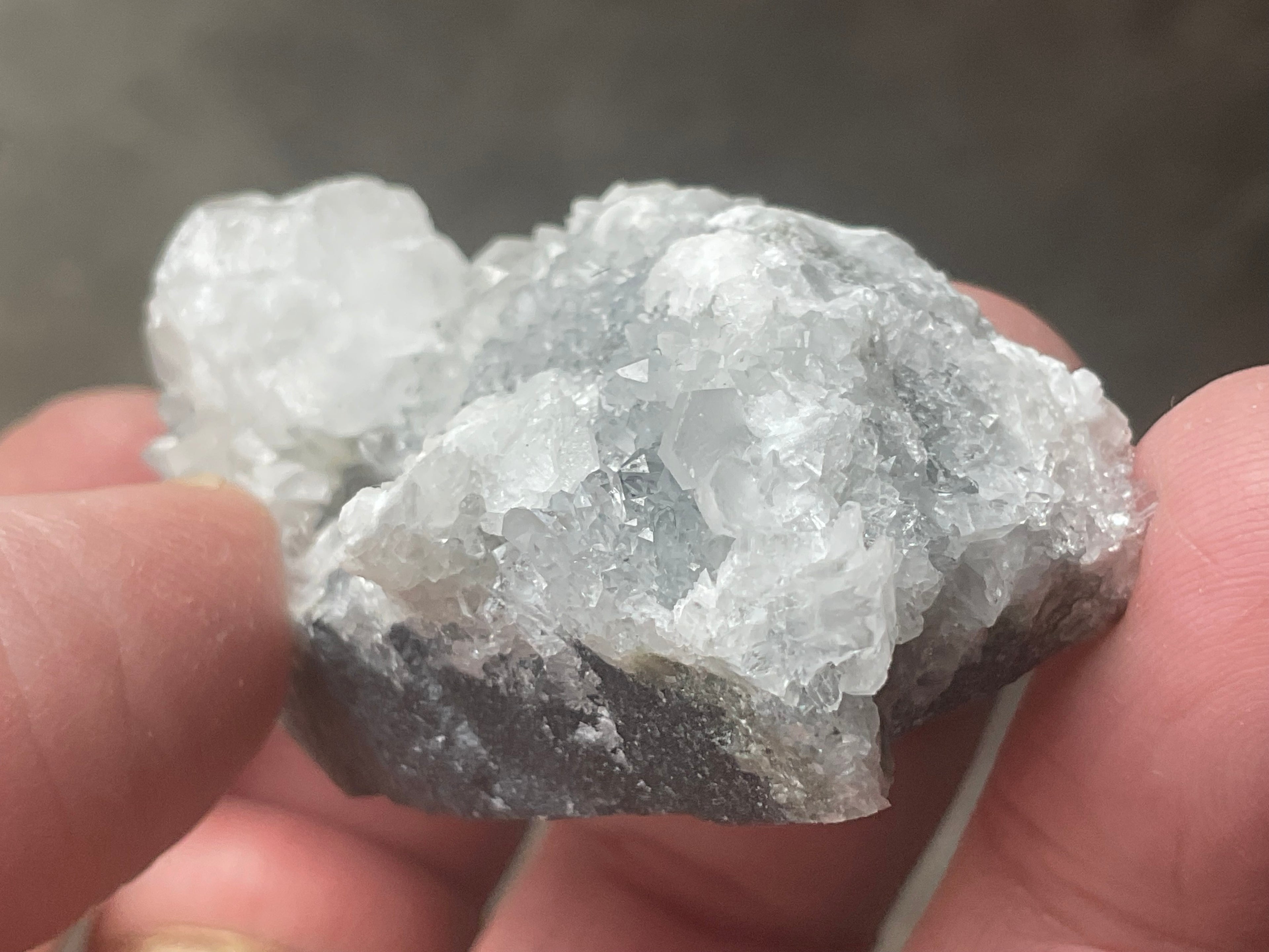 42g Hexagonal Calcite on Quartz/Chalcedony on Druzy Quartz Matrix Specimen 1A from Fujian, China