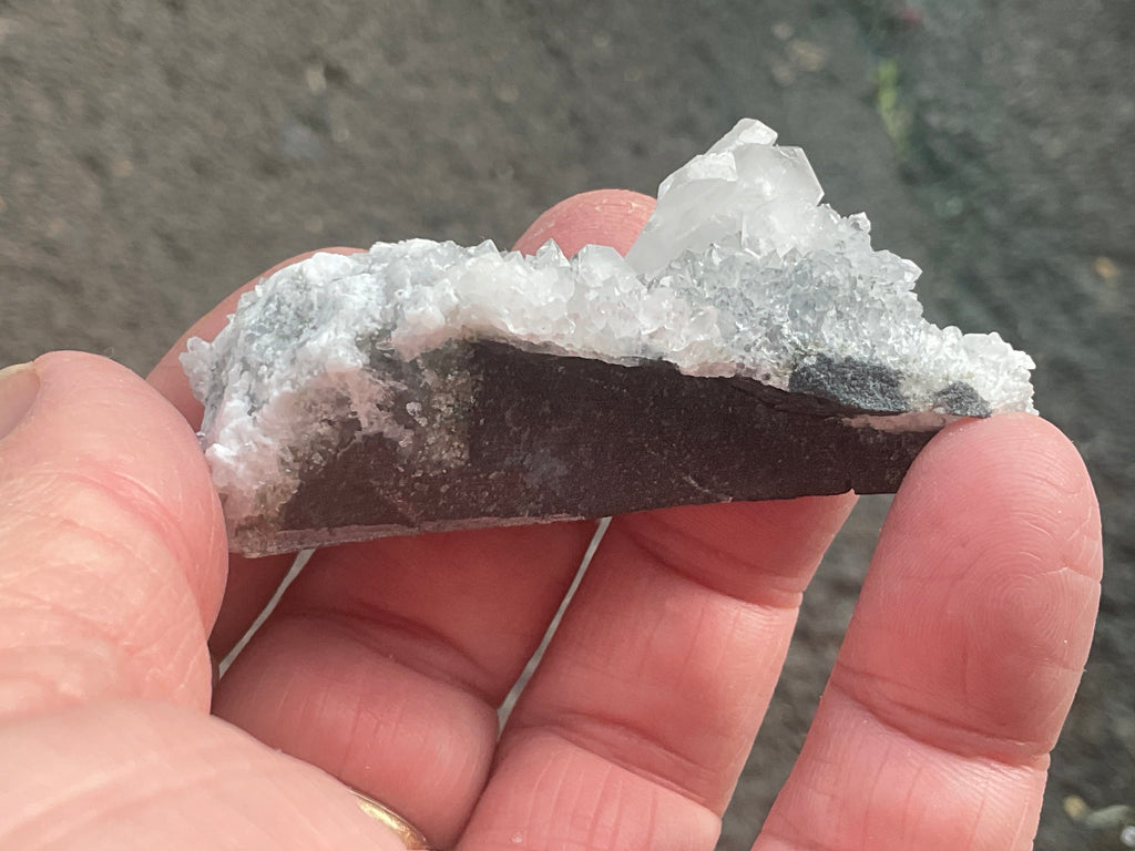 42g Hexagonal Calcite on Quartz/Chalcedony on Druzy Quartz Matrix Specimen 1A from Fujian, China