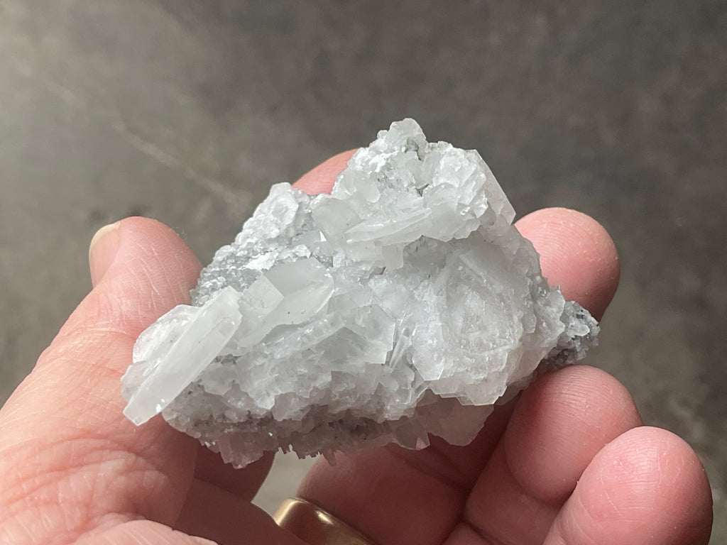 76g Hexagonal Calcite on Quartz/Chalcedony on Druzy Quartz Matrix Specimen 1B from Fujian, China