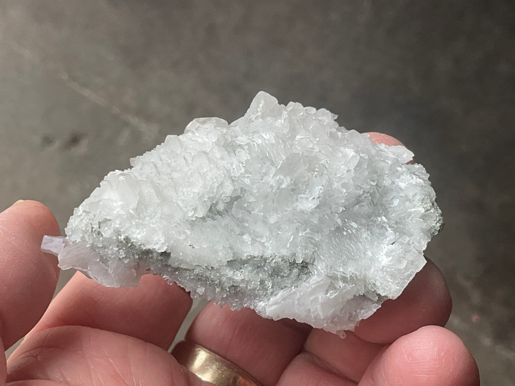 76g Hexagonal Calcite on Quartz/Chalcedony on Druzy Quartz Matrix Specimen 1B from Fujian, China
