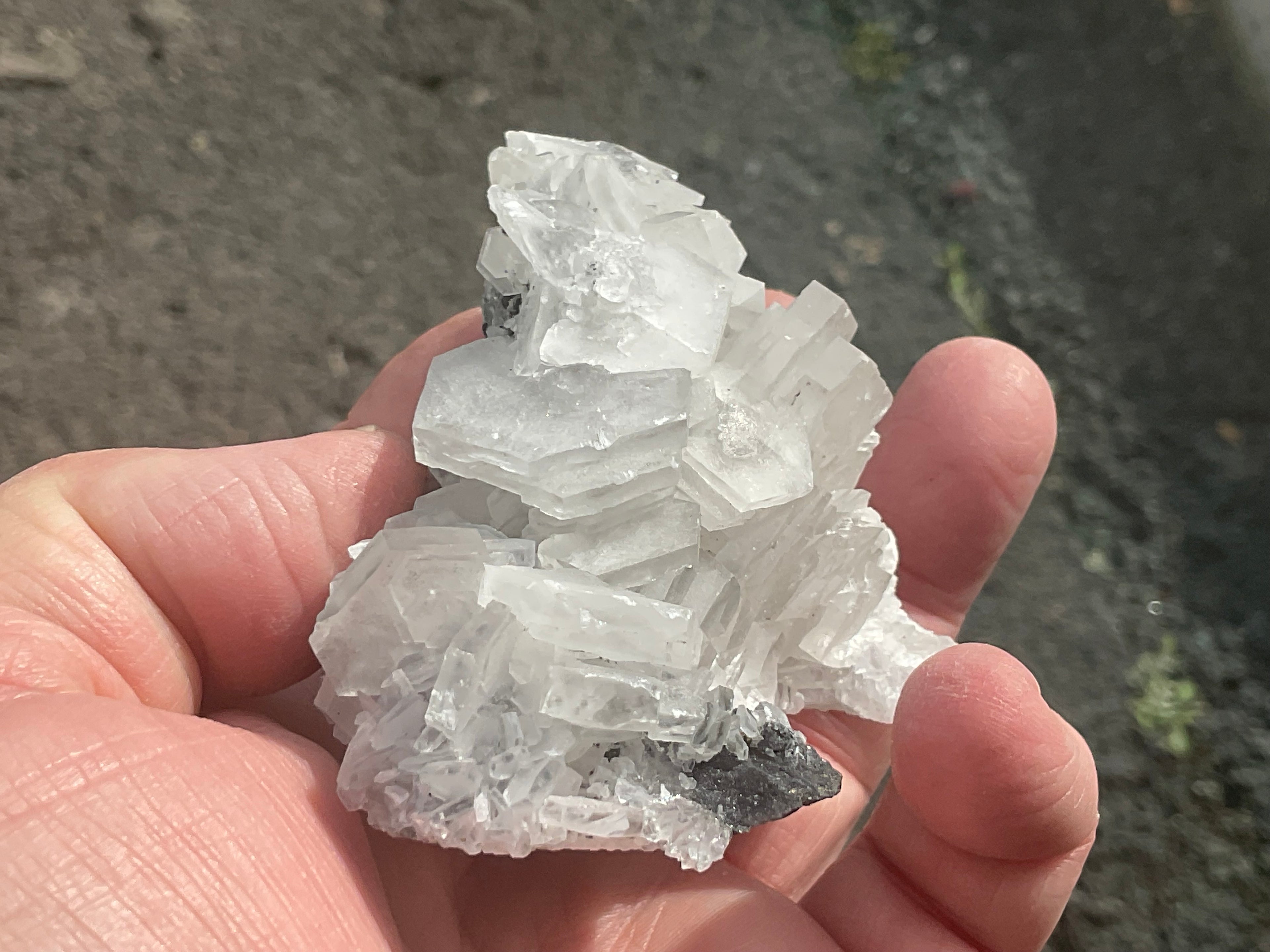 174g Hexagonal Calcite on Quartz/Chalcedony on Druzy Quartz Matrix Specimen 2B from Fujian, China