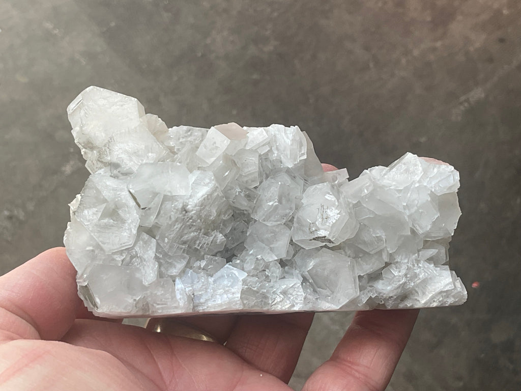 248g Hexagonal Calcite on Quartz/Chalcedony on Druzy Quartz Matrix Specimen 2C from Fujian, China