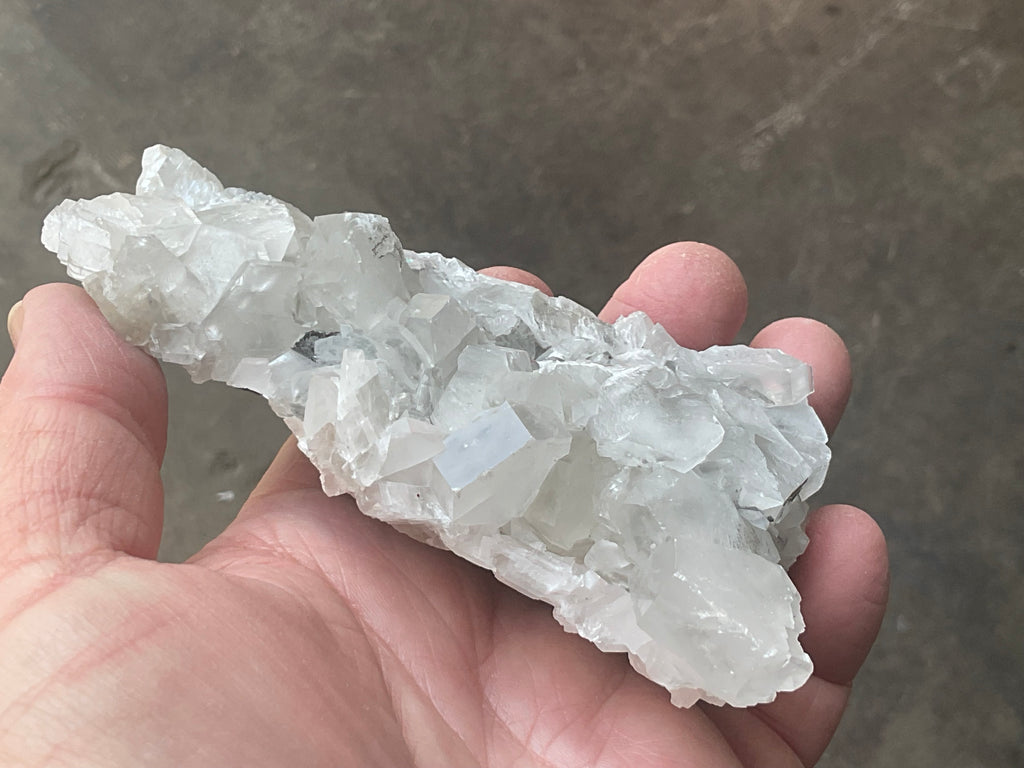 248g Hexagonal Calcite on Quartz/Chalcedony on Druzy Quartz Matrix Specimen 2C from Fujian, China