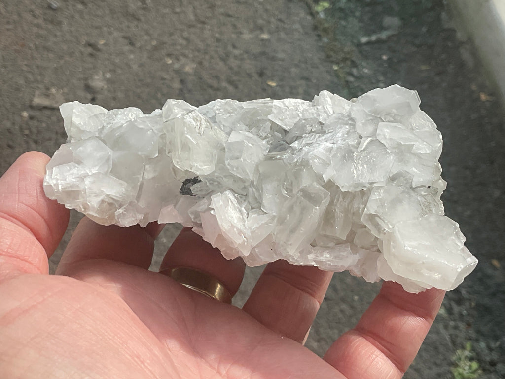248g Hexagonal Calcite on Quartz/Chalcedony on Druzy Quartz Matrix Specimen 2C from Fujian, China