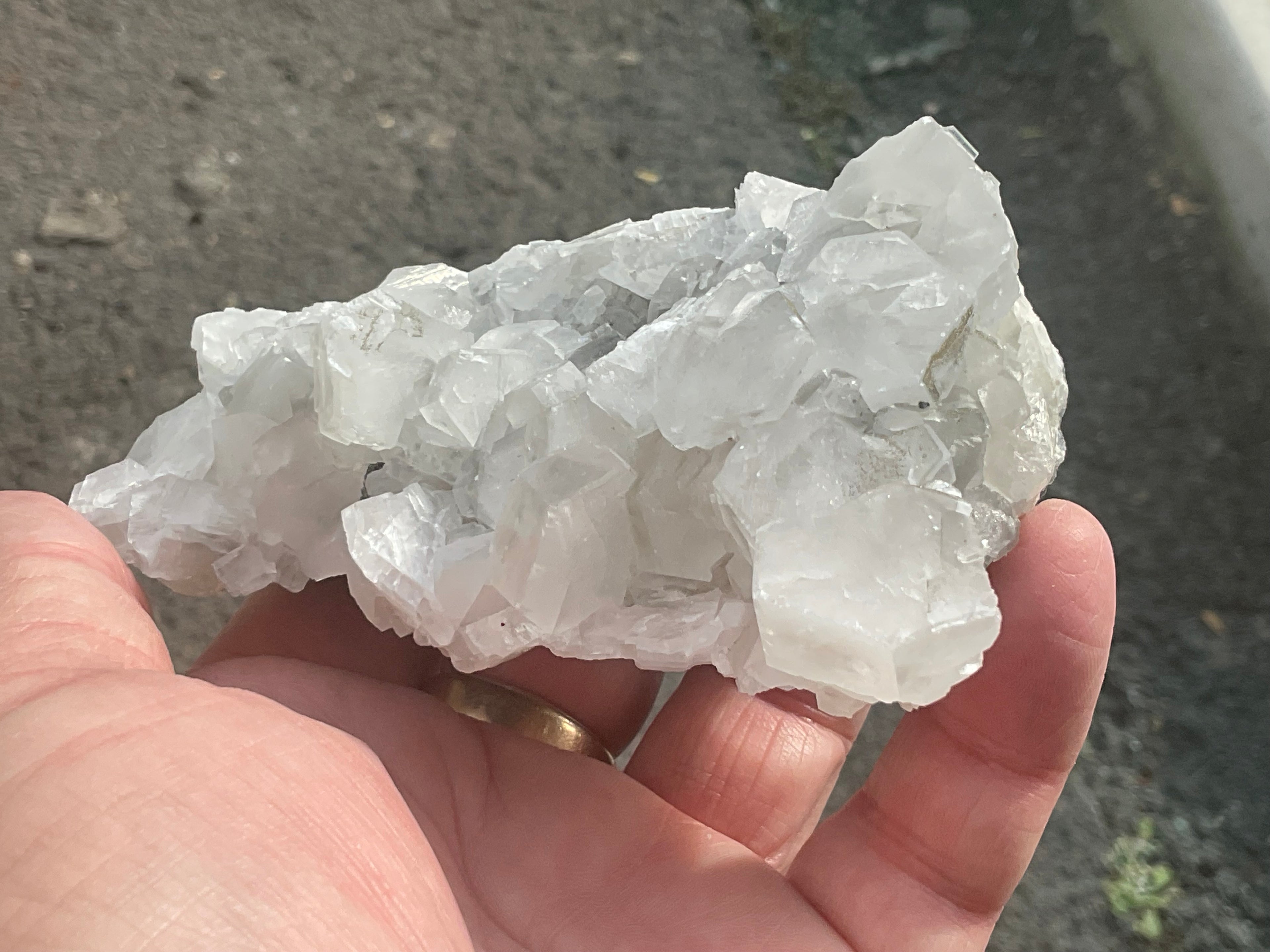 248g Hexagonal Calcite on Quartz/Chalcedony on Druzy Quartz Matrix Specimen 2C from Fujian, China