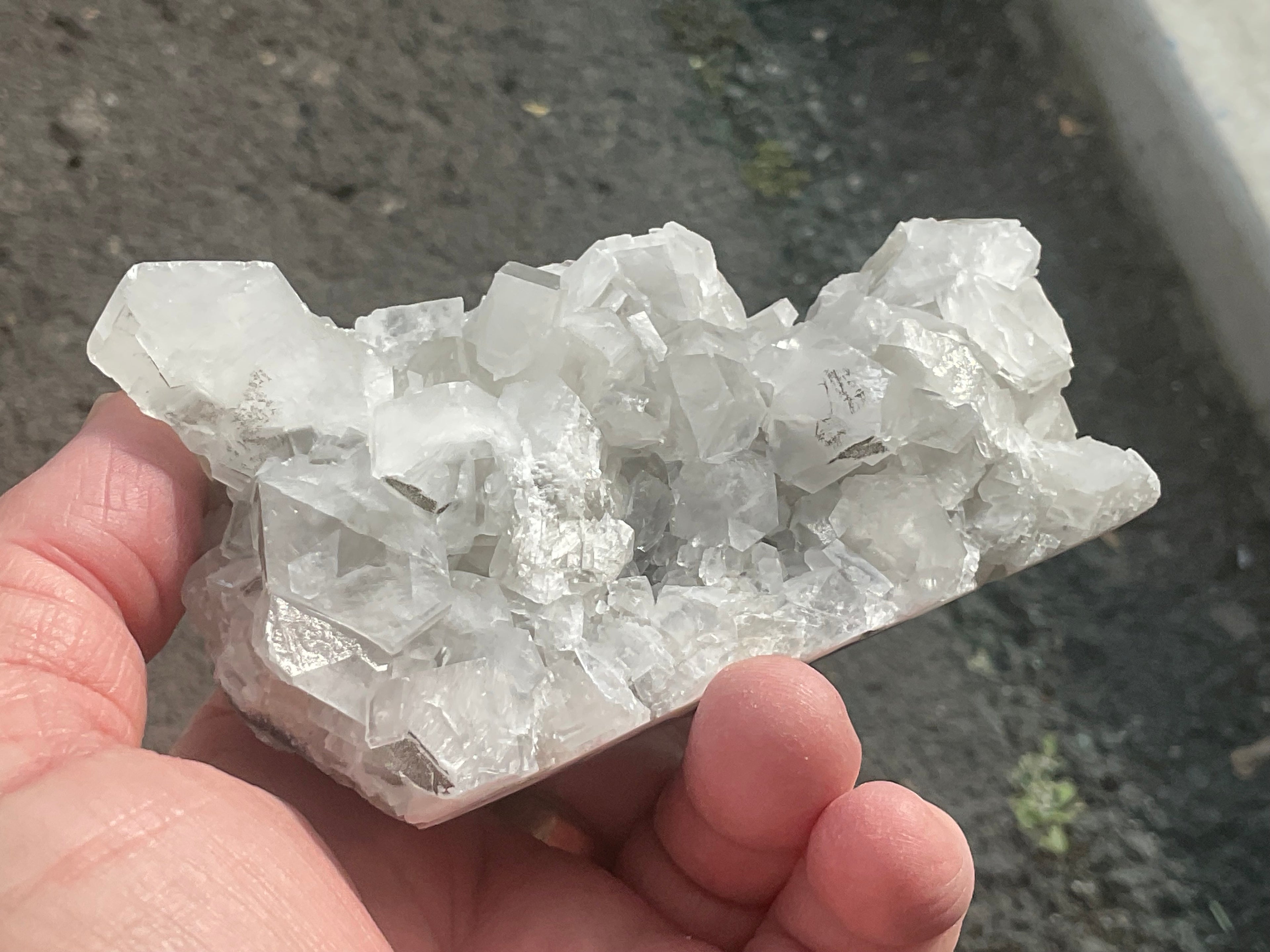 248g Hexagonal Calcite on Quartz/Chalcedony on Druzy Quartz Matrix Specimen 2C from Fujian, China