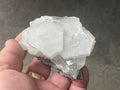 218g Hexagonal Calcite on Quartz/Chalcedony on Druzy Quartz Matrix Specimen B from Fujian, China