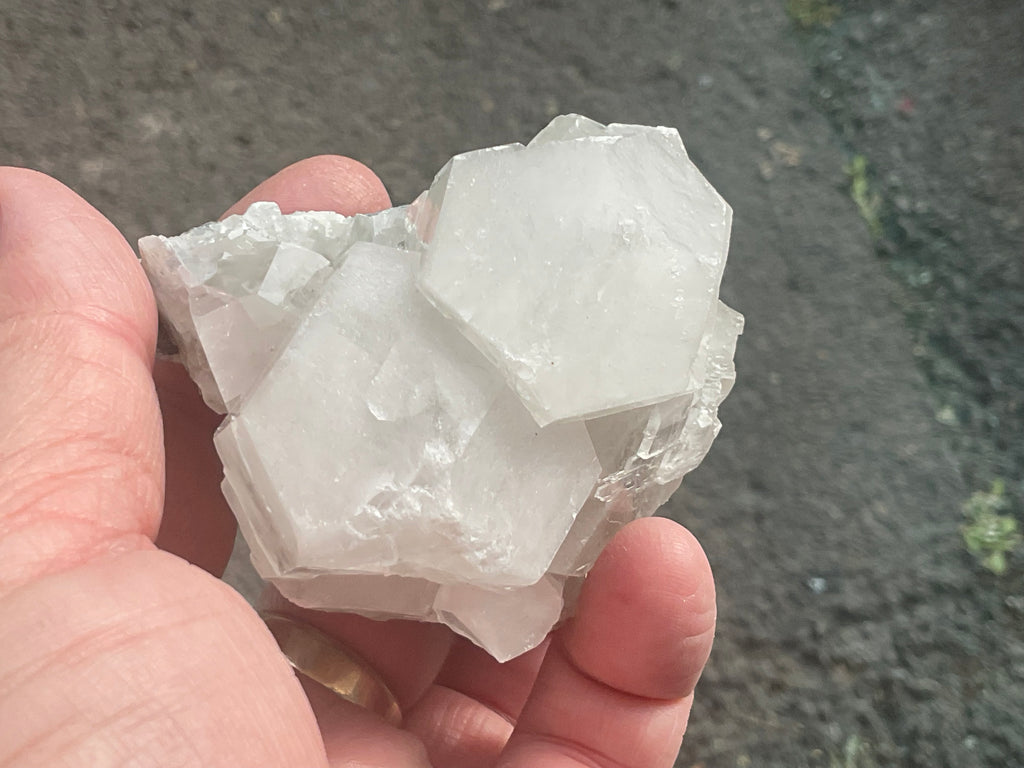 218g Hexagonal Calcite on Quartz/Chalcedony on Druzy Quartz Matrix Specimen B from Fujian, China