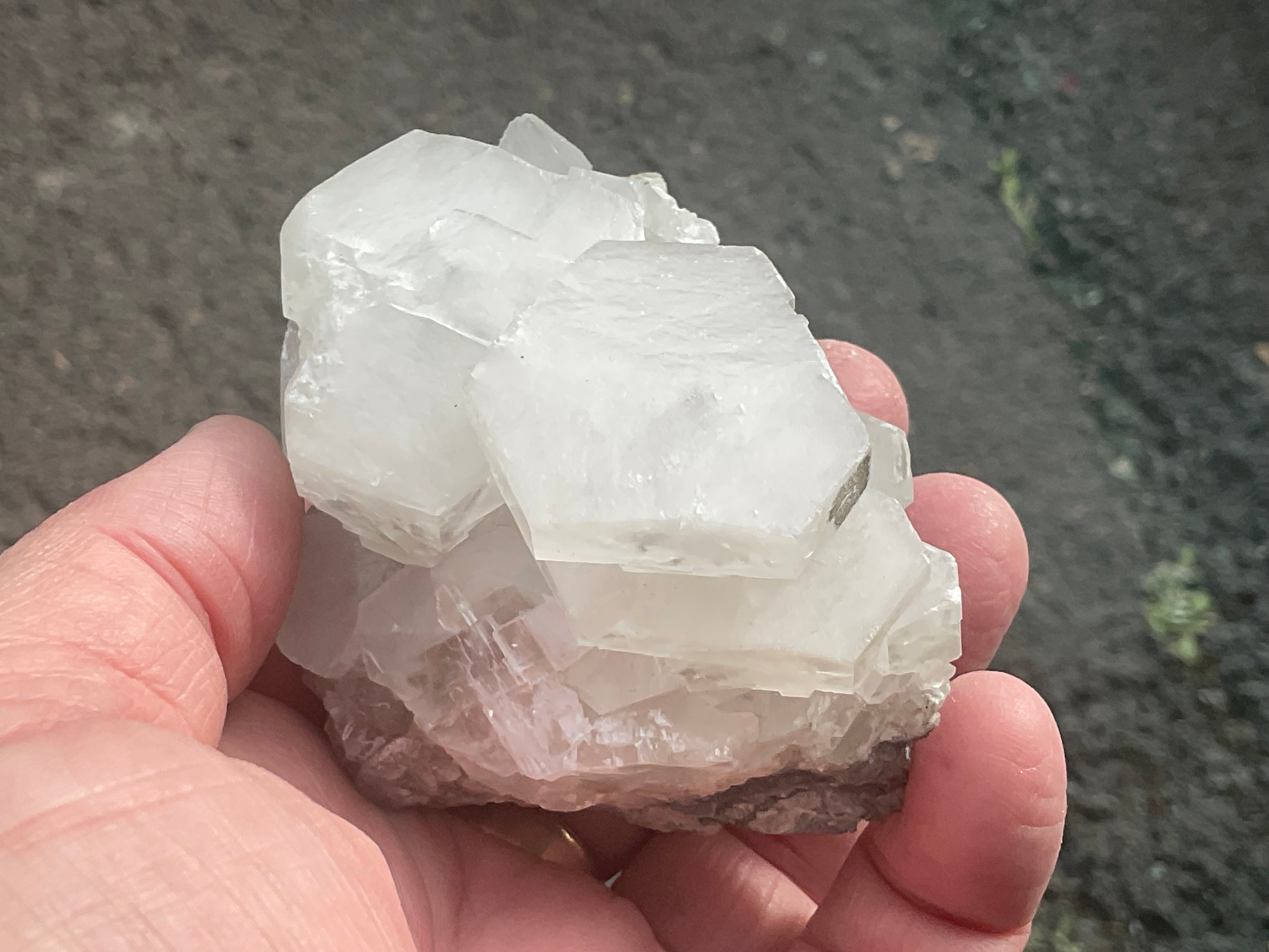 218g Hexagonal Calcite on Quartz/Chalcedony on Druzy Quartz Matrix Specimen B from Fujian, China